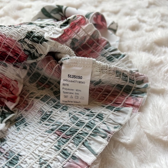 Girls Shirred Floral Tube Crop Top - Picture 11 of 14